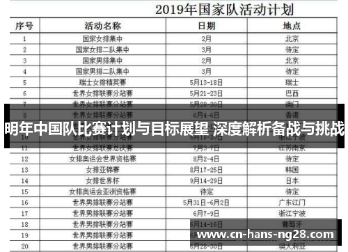 明年中国队比赛计划与目标展望 深度解析备战与挑战